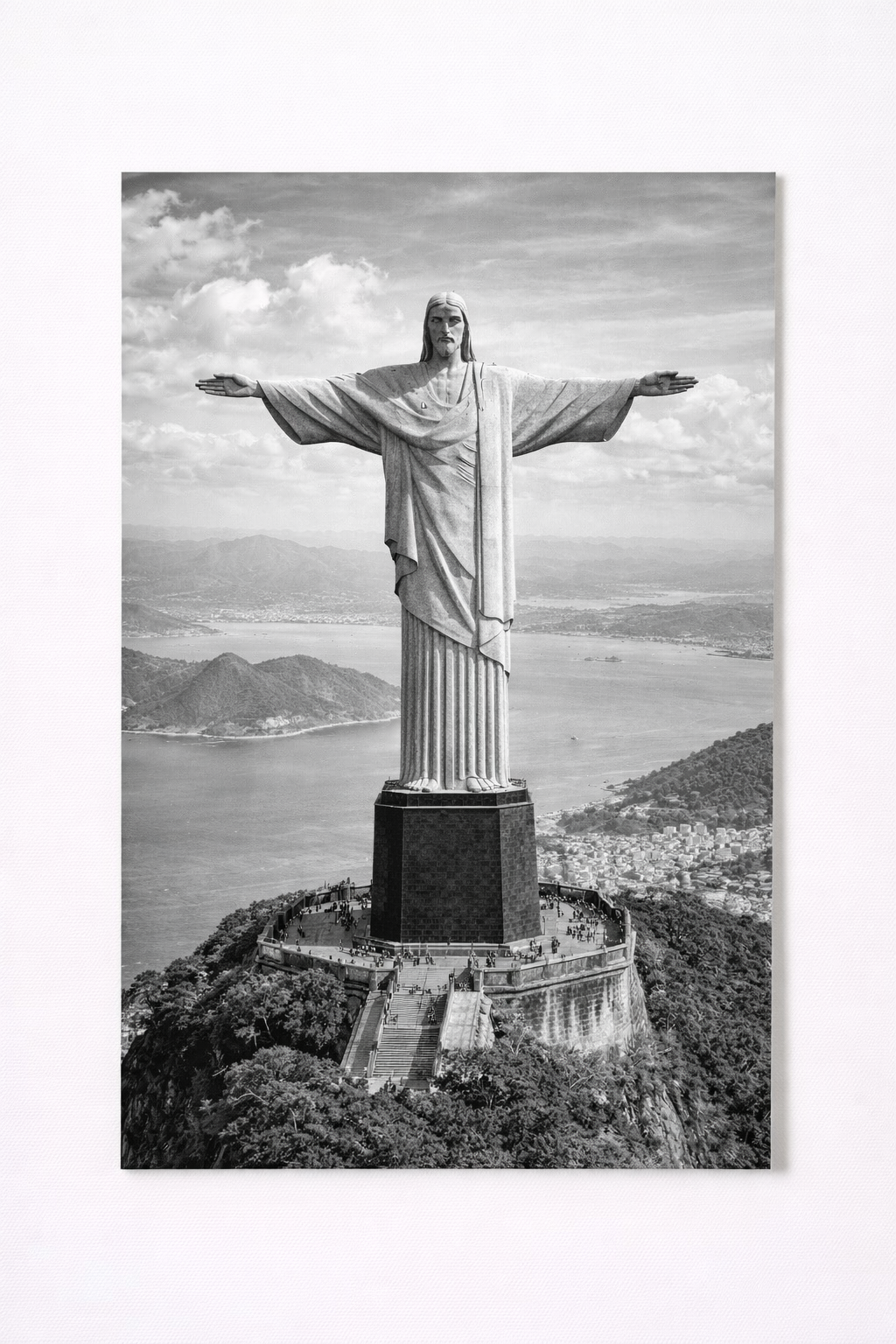 Christ the Redeemer Wall Art Print – Black & White Rio de Janeiro Landscape - Viney Rees Prints