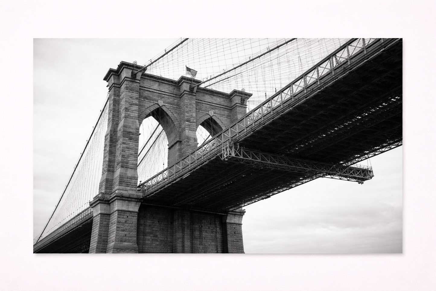Brooklyn Bridge Wall Art – Black & White New York Architectural Canvas Print - Viney Rees Prints