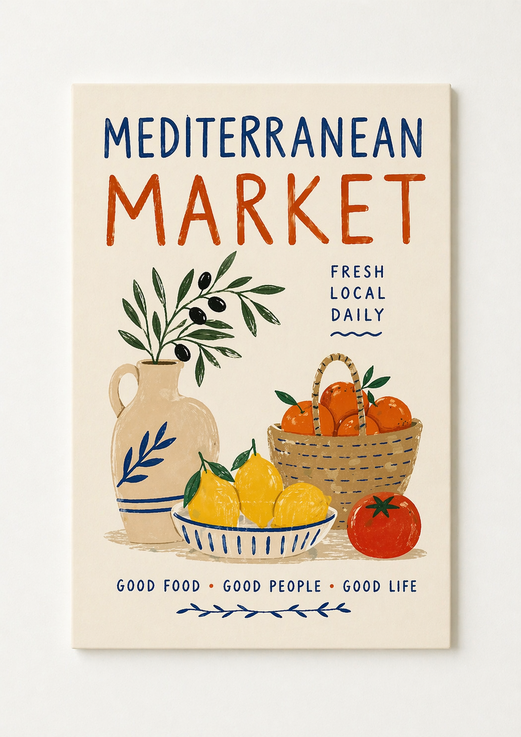 Mediterranean Market Print – Rustic Kitchen Wall Art - Viney Rees Prints
