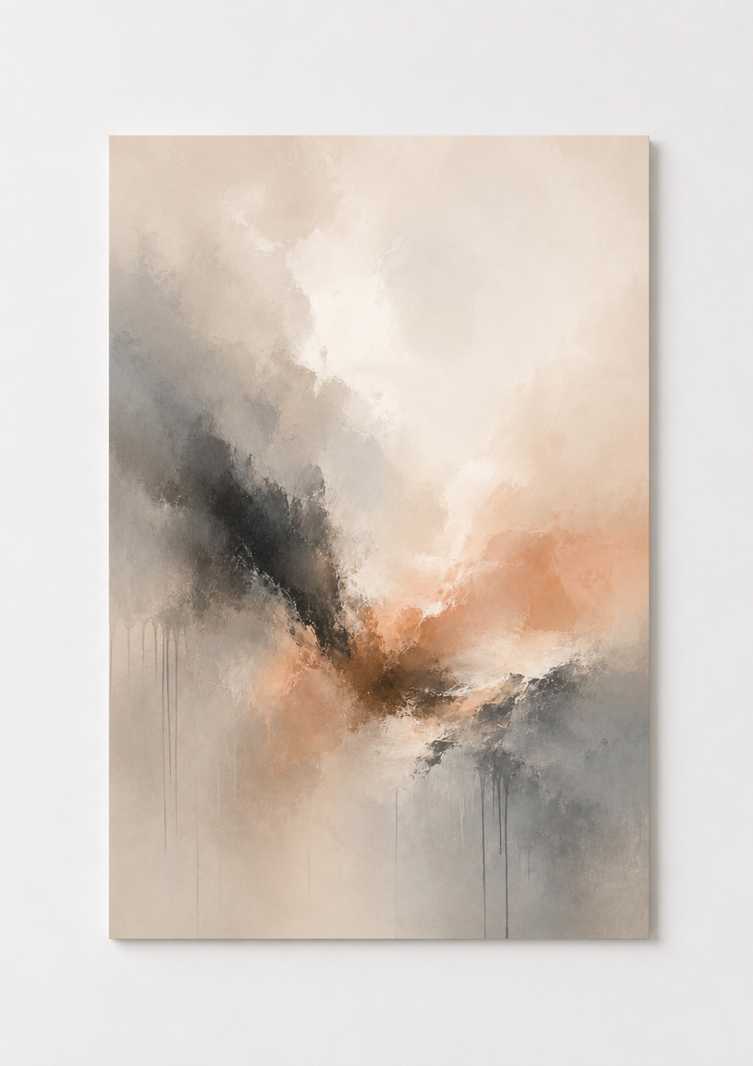Vertical Neutral Abstract Wall Art – Modern Beige & Terracotta Minimalist Print