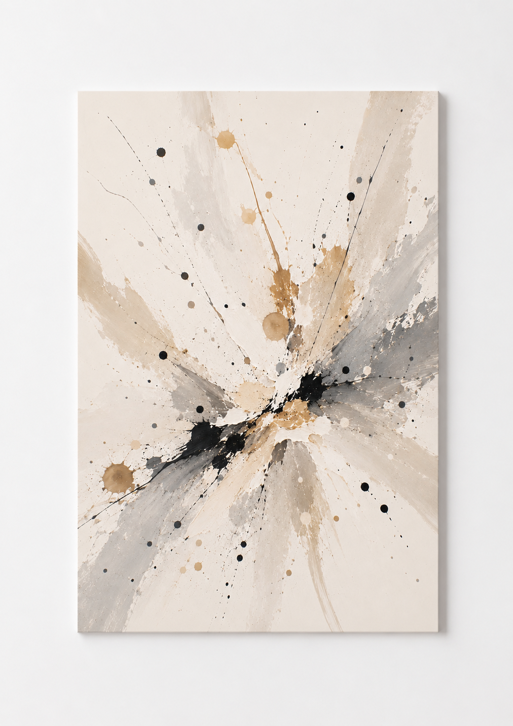 Neutral Abstract Splash Wall Art – Modern Beige & Grey Minimalist Print