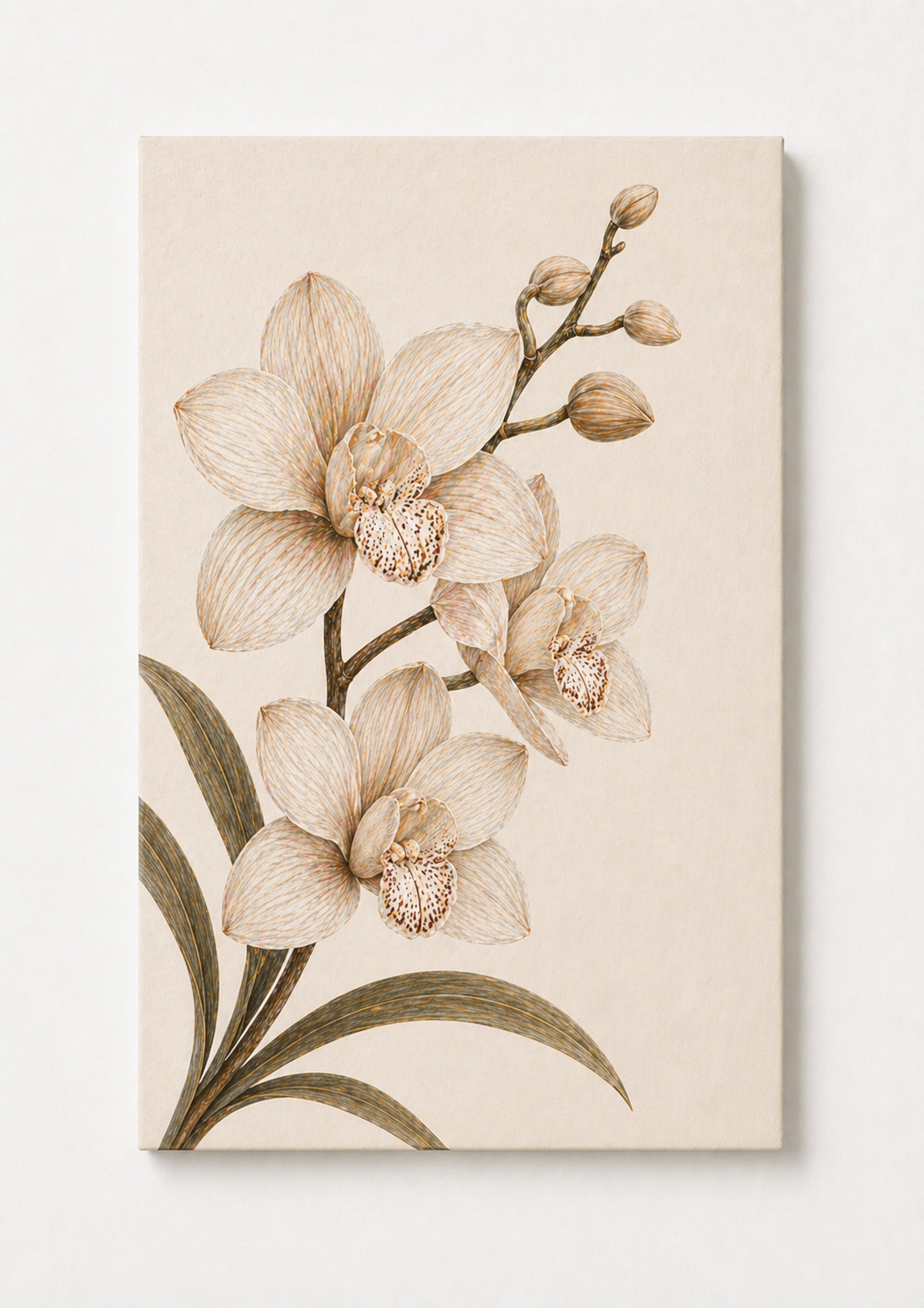 Neutral Orchid Flower Wall Art – Elegant Botanical Print - Viney Rees Prints