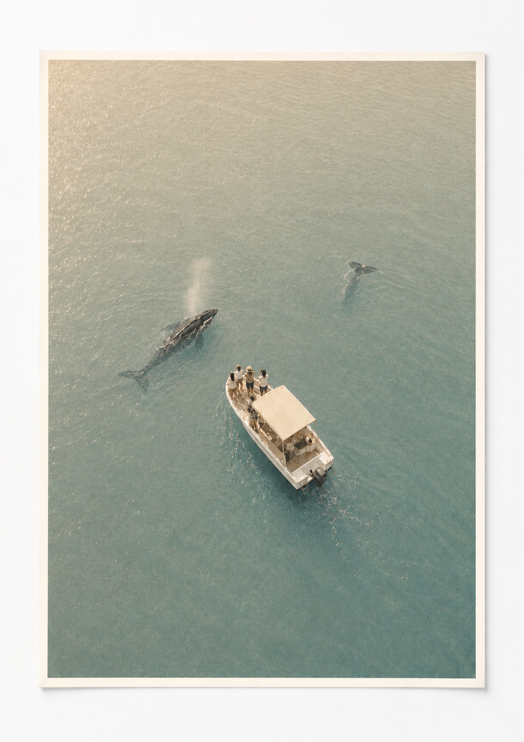 Whale Watching Coastal Wall Art Print – Minimalist Ocean Boat Photography Artwork