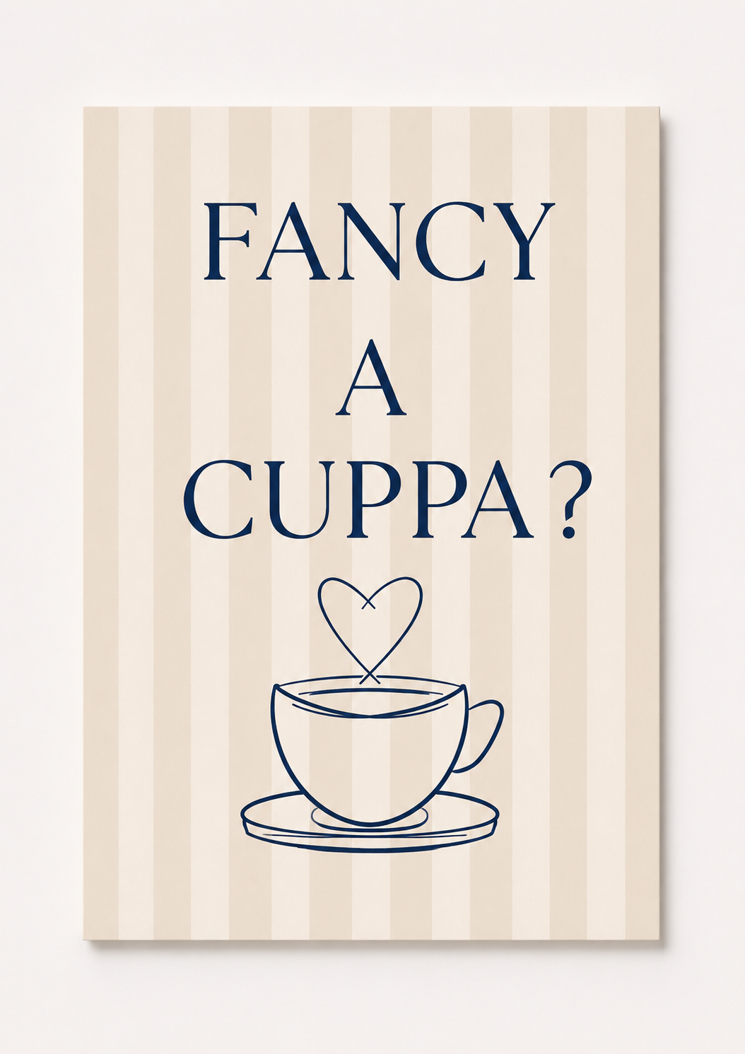 Fancy A Cuppa Wall Art Print – Pink Striped Tea Quote Poster