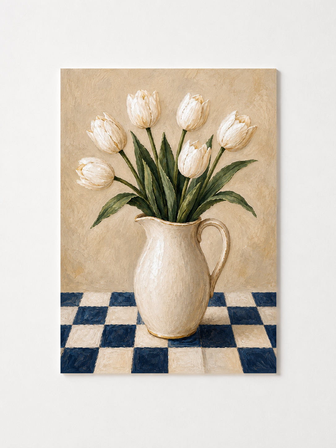 White Tulips in Jug Print – Classic Country Kitchen Wall Art