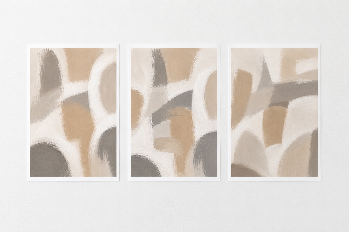 Abstract Navy & Earth Tone Wall Art Set of 3 – Modern Textured Canvas Prints