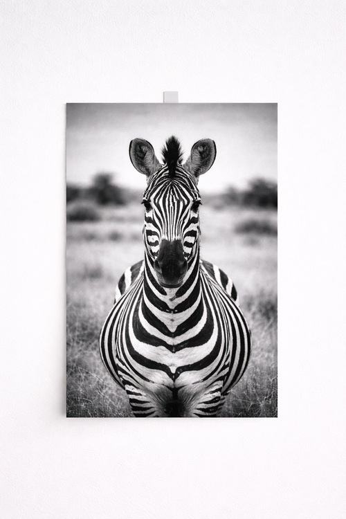 Black & White Zebra Wall Art – Minimalist Safari Animal Print - Viney Rees Prints