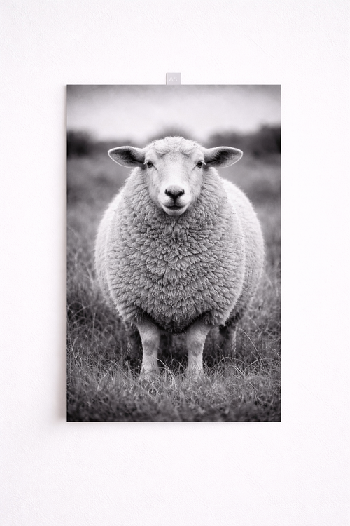 Black & White Sheep Wall Art – Minimalist Farm Animal Print - Viney Rees Prints