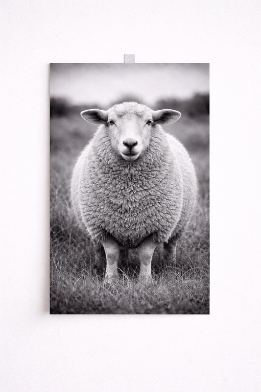 Black & White Sheep Wall Art – Minimalist Farm Animal Print - Viney Rees Prints