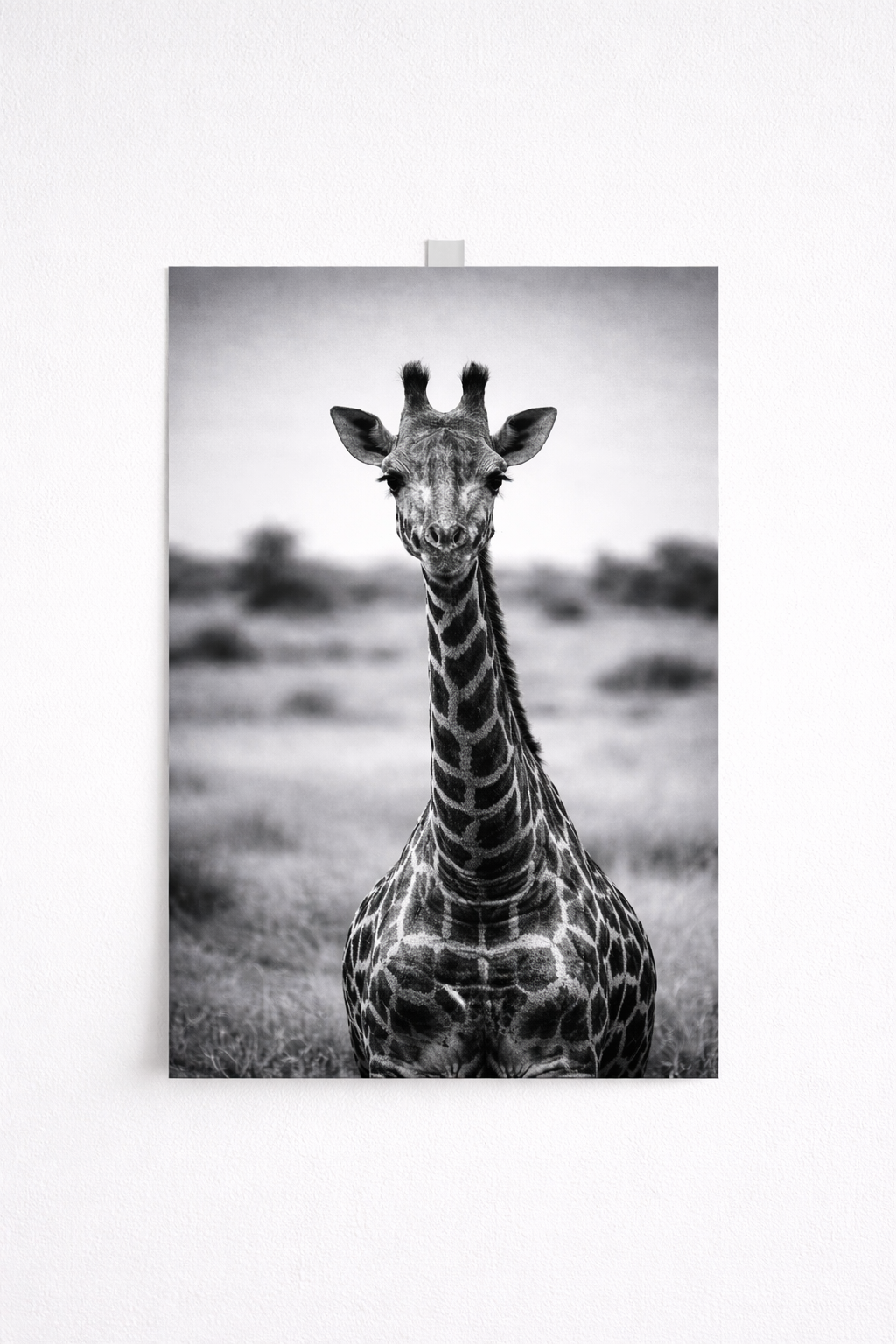 Black & White Giraffe Wall Art – Minimalist Safari Animal Print - Viney Rees Prints