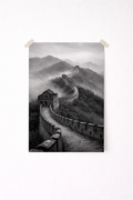 Great Wall of China Wall Art Print – Black & White Landscape Photography - Viney Rees Prints