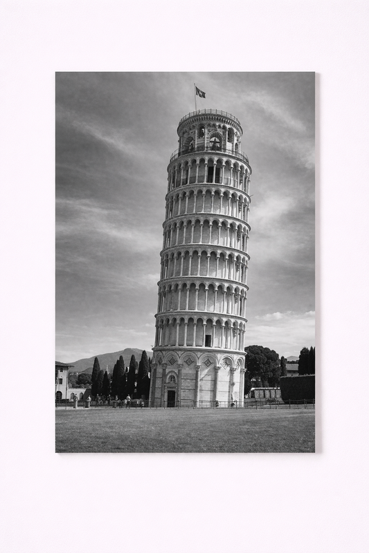 Leaning Tower of Pisa Wall Art Print – Black & White Italy Photography - Viney Rees Prints