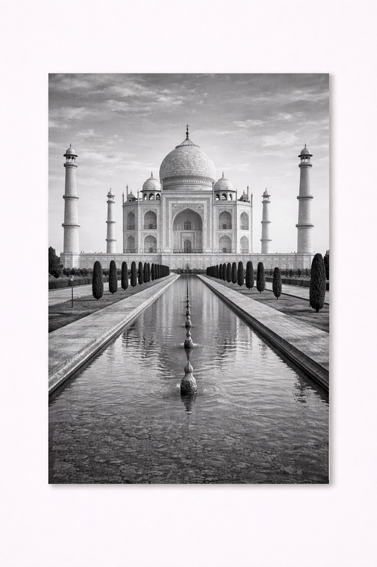 Taj Mahal Black & White Wall Art Print – Iconic India Architecture Photography - Viney Rees Prints