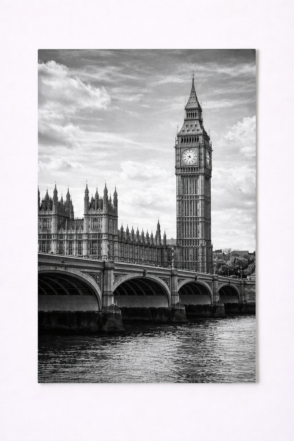 Big Ben & Westminster Bridge Wall Art Print – Black & White London Photography - Viney Rees Prints