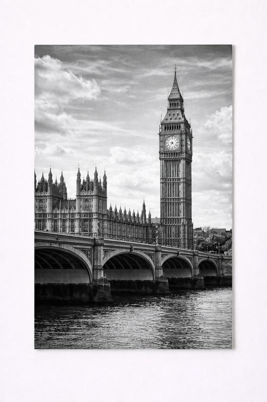 Big Ben & Westminster Bridge Wall Art Print – Black & White London Photography - Viney Rees Prints