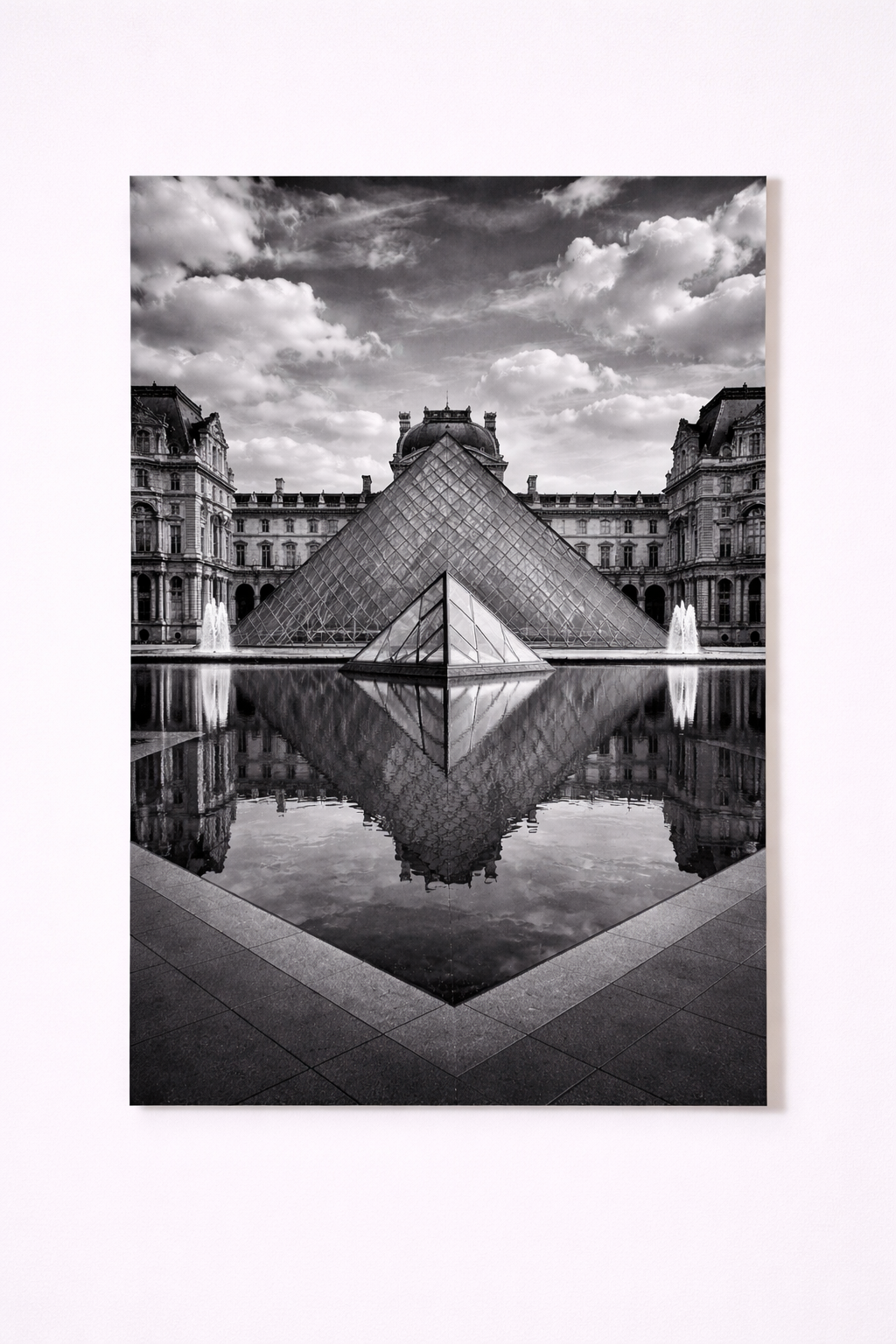 Louvre Pyramid Wall Art Print – Black & White Paris Architecture Photography - Viney Rees Prints