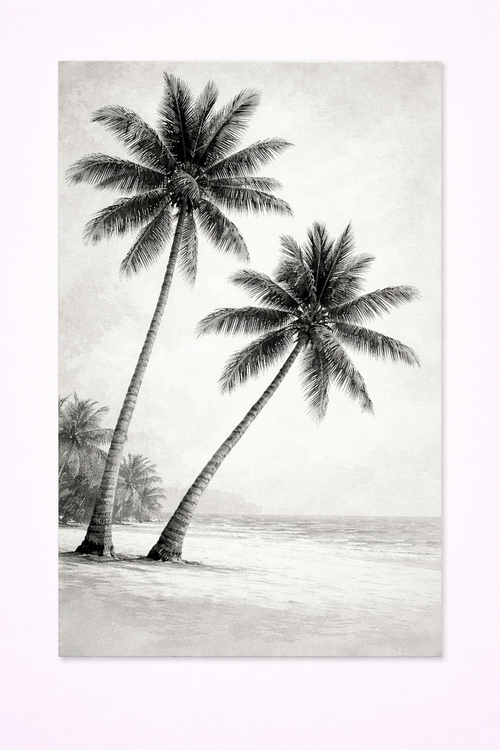 Black & White Palm Tree Wall Art – Tropical Beach Print - Viney Rees Prints