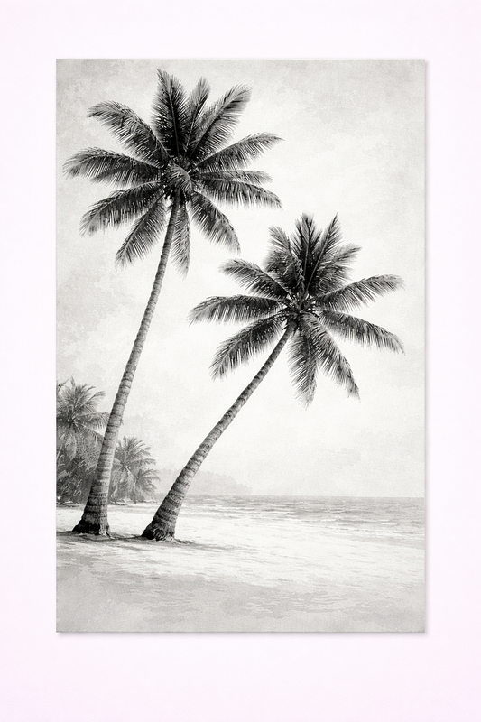 Black & White Palm Tree Wall Art – Tropical Beach Print - Viney Rees Prints
