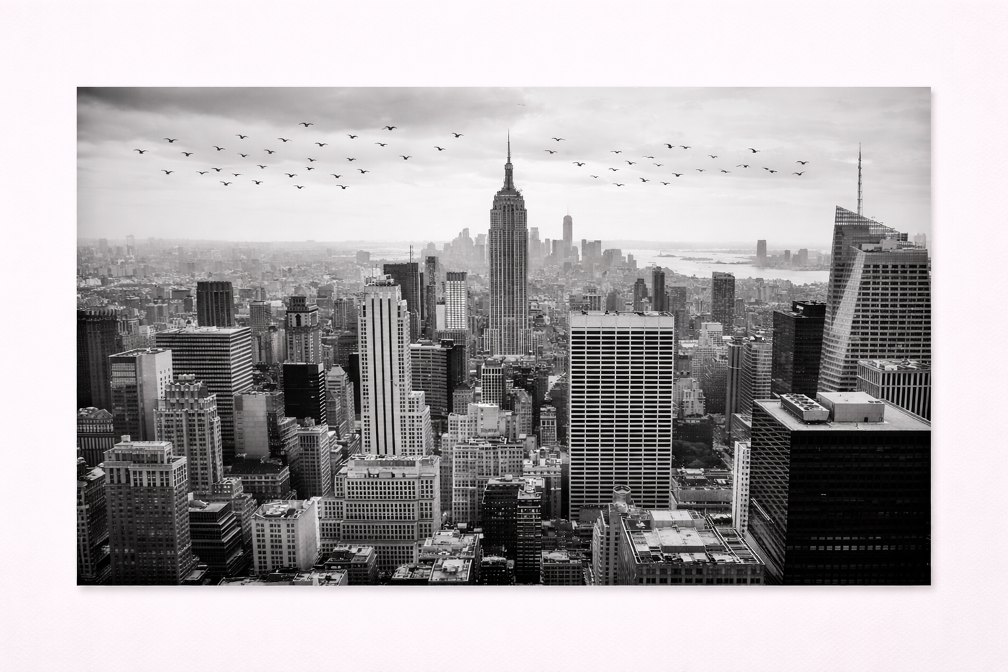New York Skyline Wall Art – Black & White Cityscape Canvas Print with Empire State Building - Viney Rees Prints