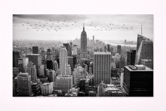 New York Skyline Wall Art – Black & White Cityscape Canvas Print with Empire State Building - Viney Rees Prints