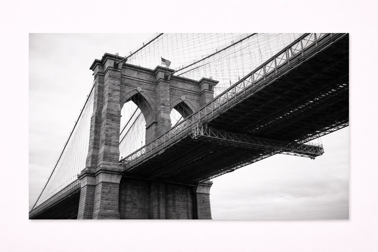 Brooklyn Bridge Wall Art – Black & White New York Architectural Canvas Print - Viney Rees Prints