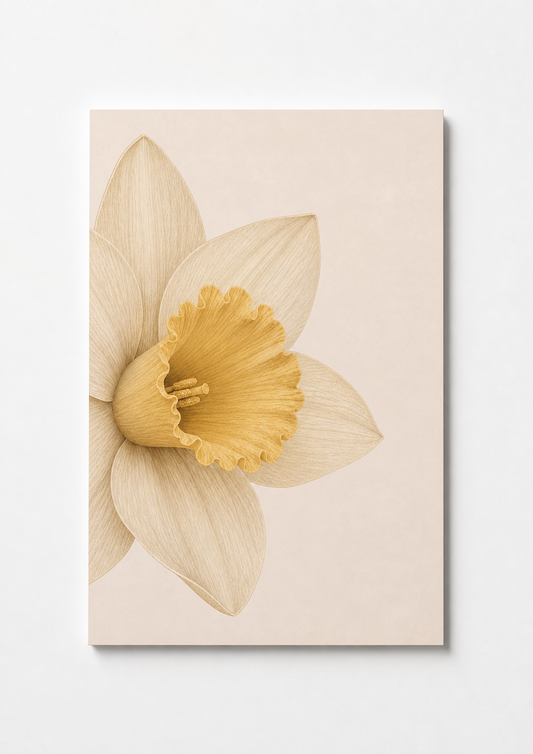 Neutral Daffodil Wall Art – Elegant Botanical Floral Print