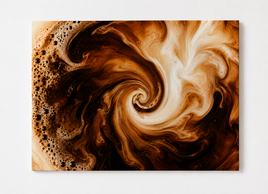 Abstract Coffee Swirl Wall Art Print – Modern Espresso Marble Fluid Decor