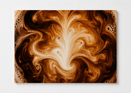 Coffee Swirl Abstract Canvas Print – Espresso Marble Wall Art for Modern Kitchen Decor