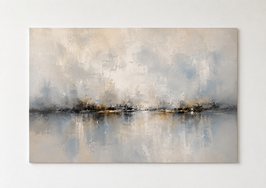 Blue Beige Abstract Landscape Wall Art Print – Modern Minimalist Artwork