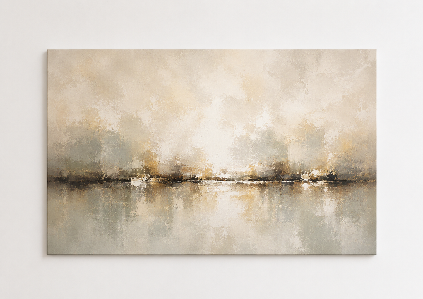 Neutral Abstract Landscape Wall Art Print – Beige Modern Panoramic Artwork