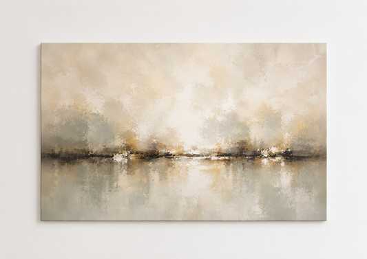 Neutral Abstract Landscape Wall Art Print – Beige Modern Panoramic Artwork
