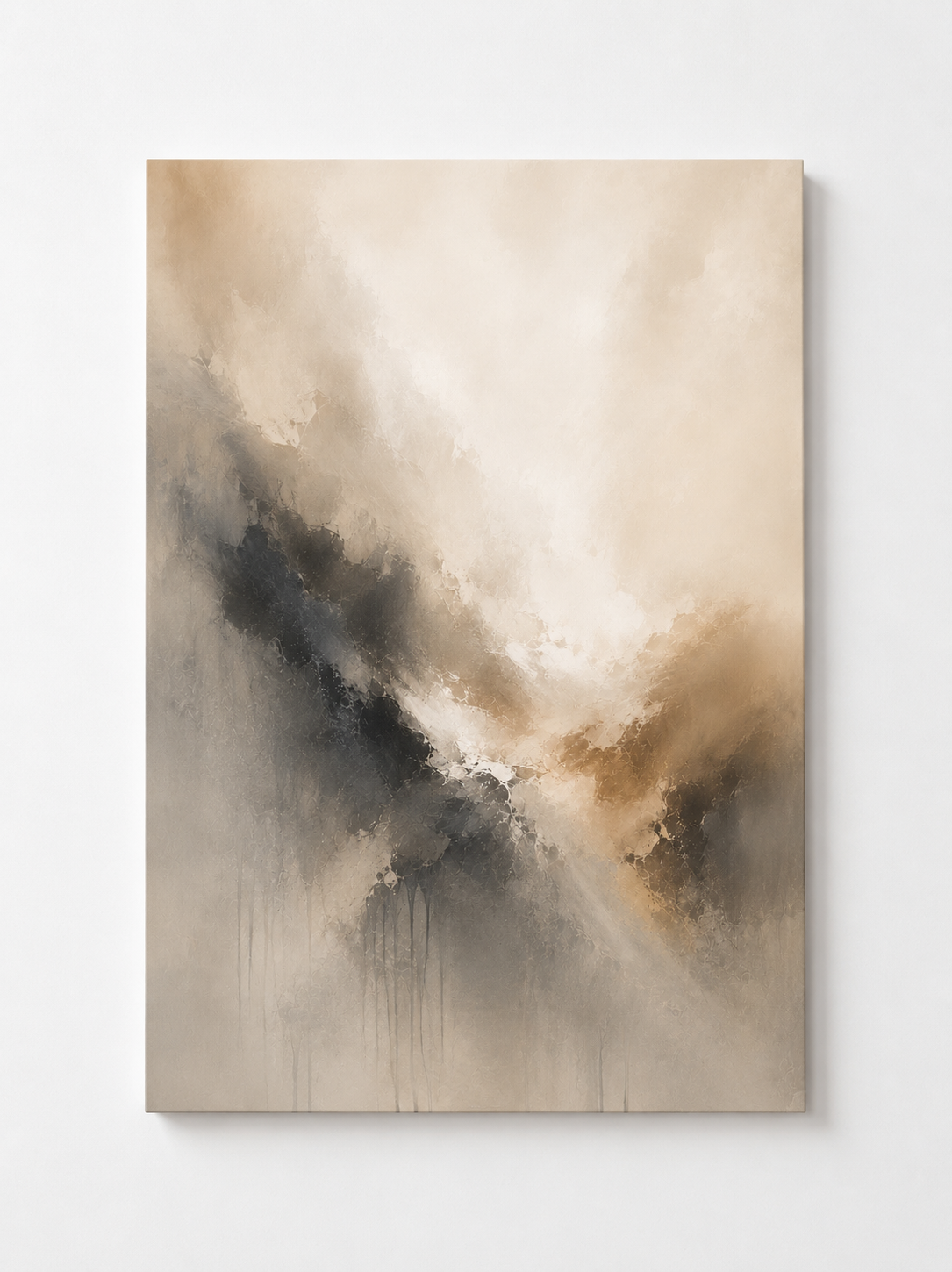 Neutral Abstract Vertical Wall Art – Modern Beige & Charcoal Minimalist Print