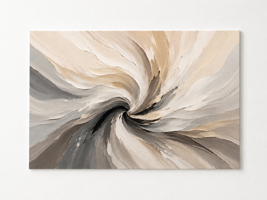 Neutral Spiral Abstract Wall Art – Modern Textured Beige & Gray Swirl Print