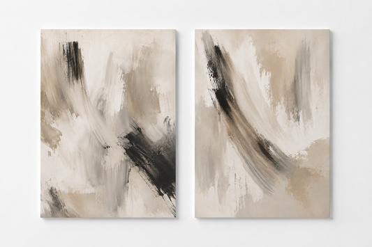 Neutral Abstract Wall Art Set – Minimalist Brushstroke Prints