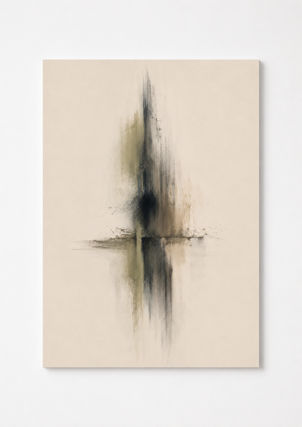 Neutral Vertical Abstract Wall Art – Minimalist Reflection Style Print