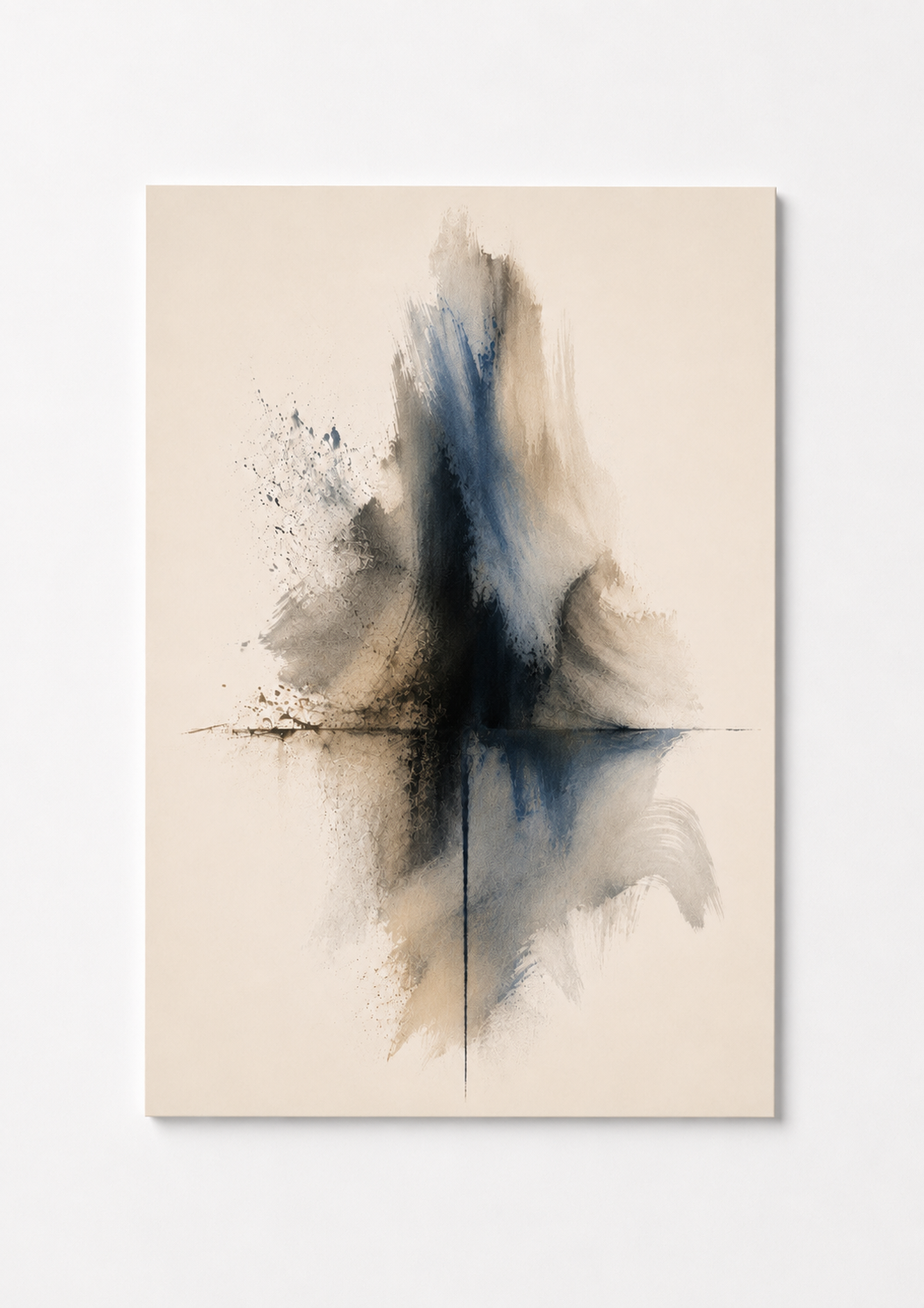 Blue & Neutral Abstract Wall Art – Modern Minimalist Reflection Print
