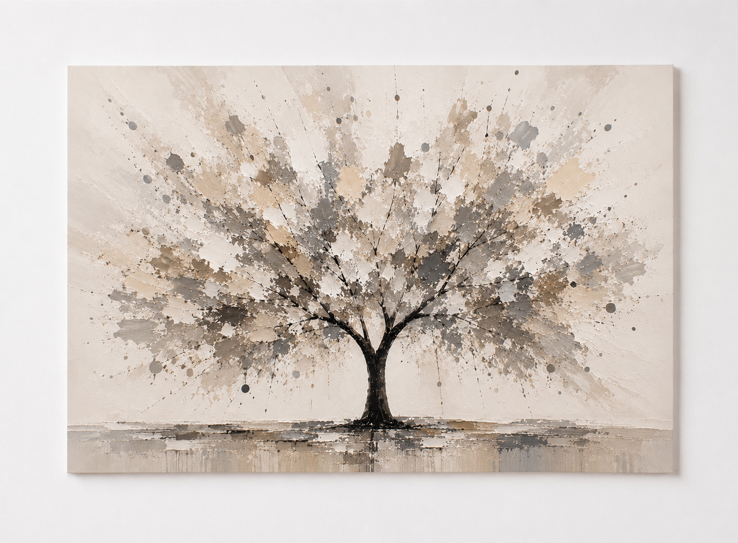 Neutral Abstract Tree Wall Art – Modern Beige Nature Print