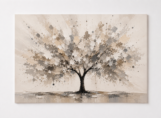 Neutral Abstract Tree Wall Art – Modern Beige Nature Print