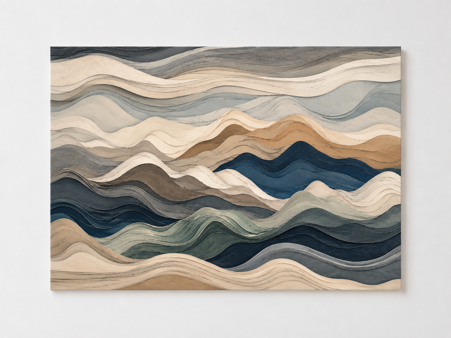 Abstract Coastal Wave Wall Art – Layered Neutral Landscape Print