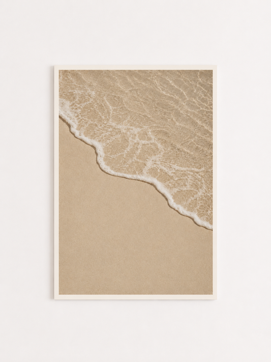 Minimalist Beach Wave Wall Art Print – Neutral Coastal Shoreline Photography