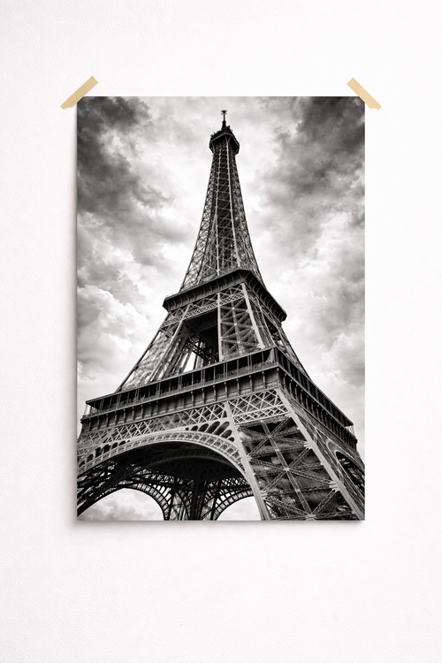 Eiffel Tower Black & White Wall Art – Paris Landmark Architectural Photography Print - Viney Rees Prints
