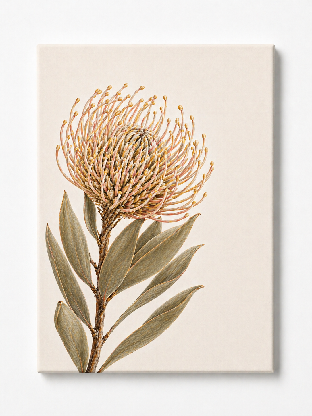 Neutral Protea Flower Print – Elegant Botanical Wall Art - Viney Rees Prints