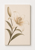 Neutral Lily Flower Wall Art – Elegant Botanical Canvas Print - Viney Rees Prints