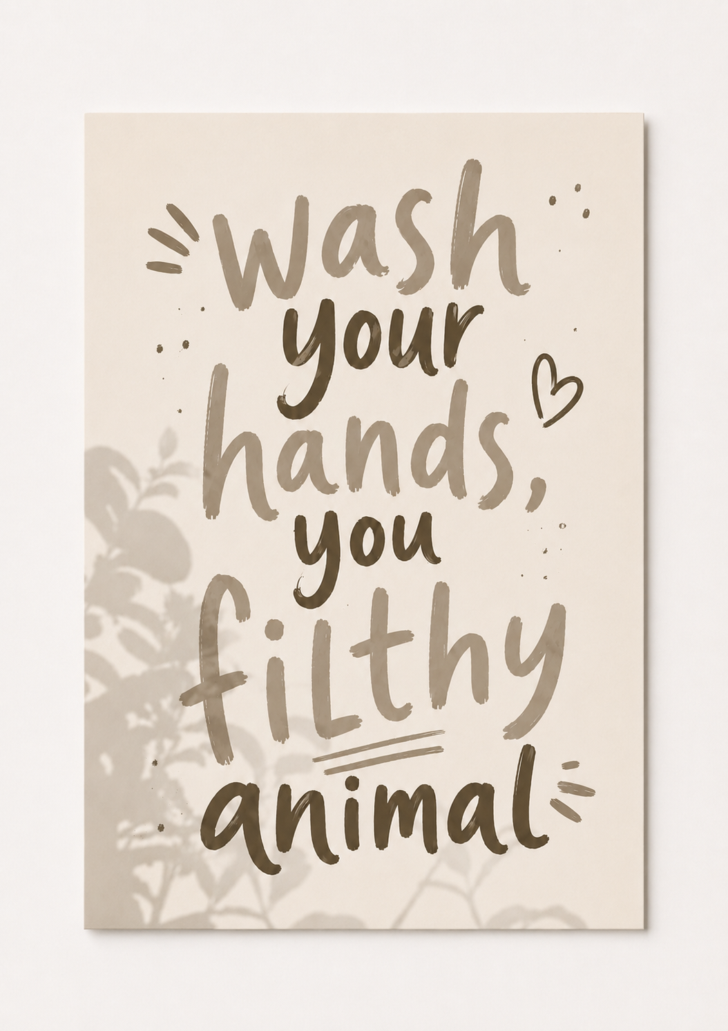 “Wash Your Hands” Funny Bathroom Wall Art – Sage Green Typography Print