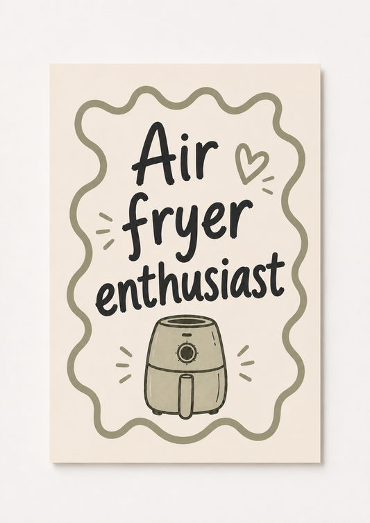 Air Fryer Enthusiast Kitchen Wall Art – Funny Pink Typography Print