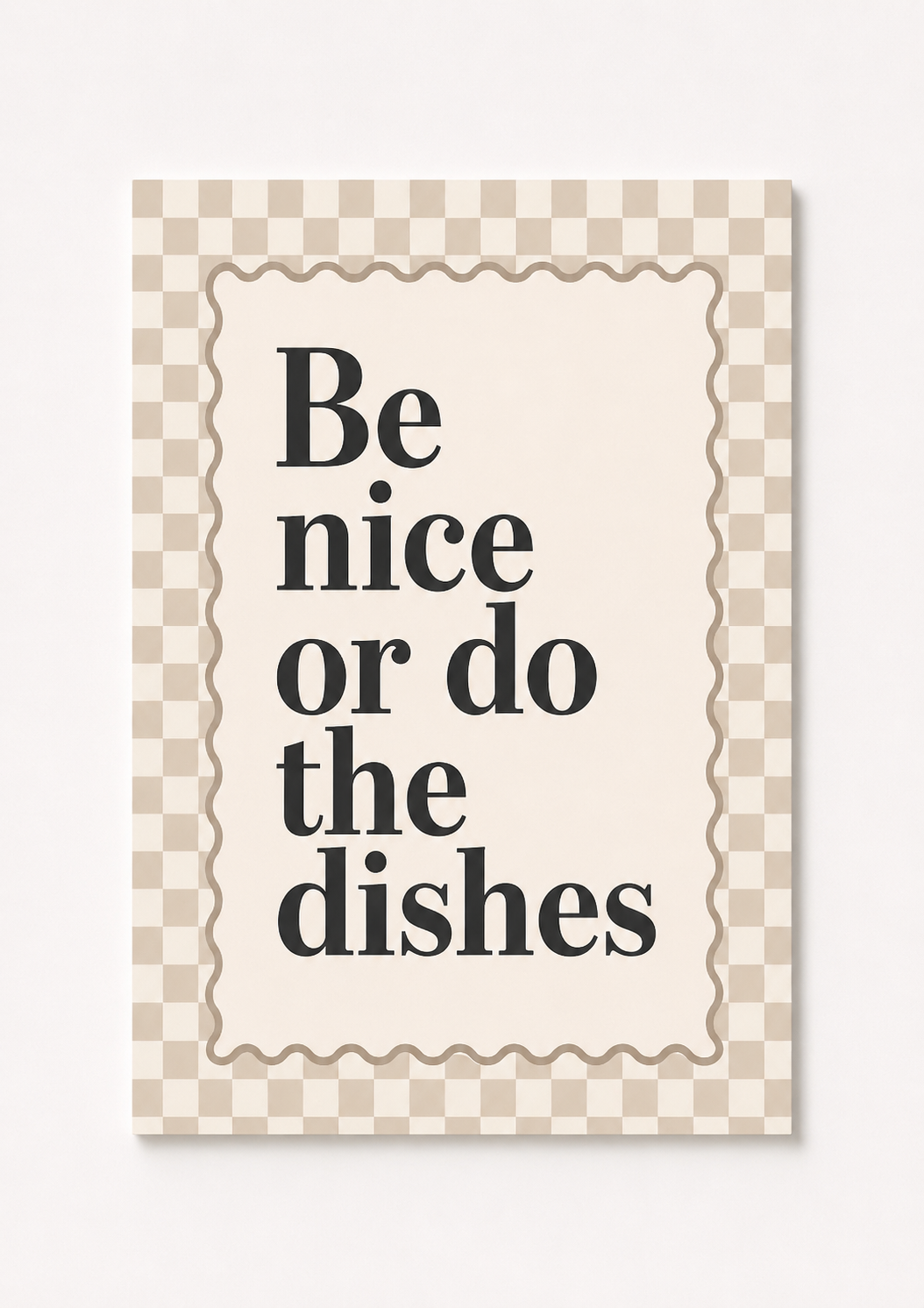 “Be Nice or Do the Dishes” Funny Kitchen Wall Art – Retro Quote Print