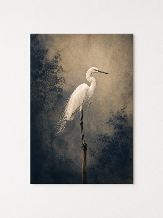White Heron Print – Elegant Bird Wall Art