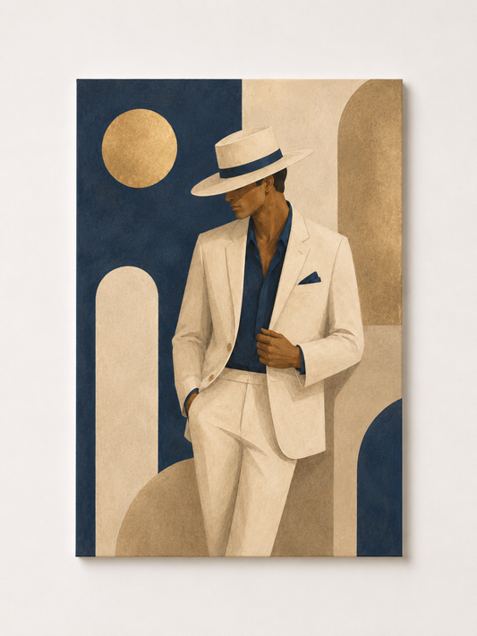 Elegant Gentleman Wall Art – Modern Fashion Portrait in Earth Tones