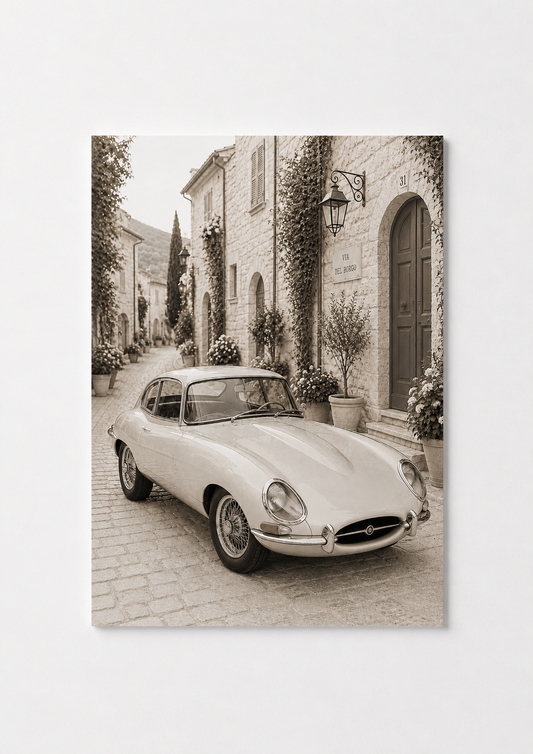 Vintage European Sports Car Wall Art – Italian Street Photography Print