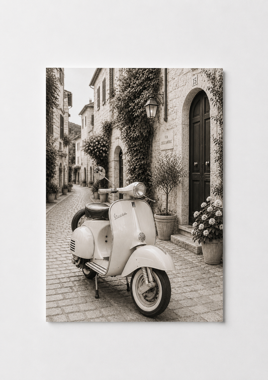 Vintage Vespa Scooter Wall Art – Romantic Italian Street Photography Print